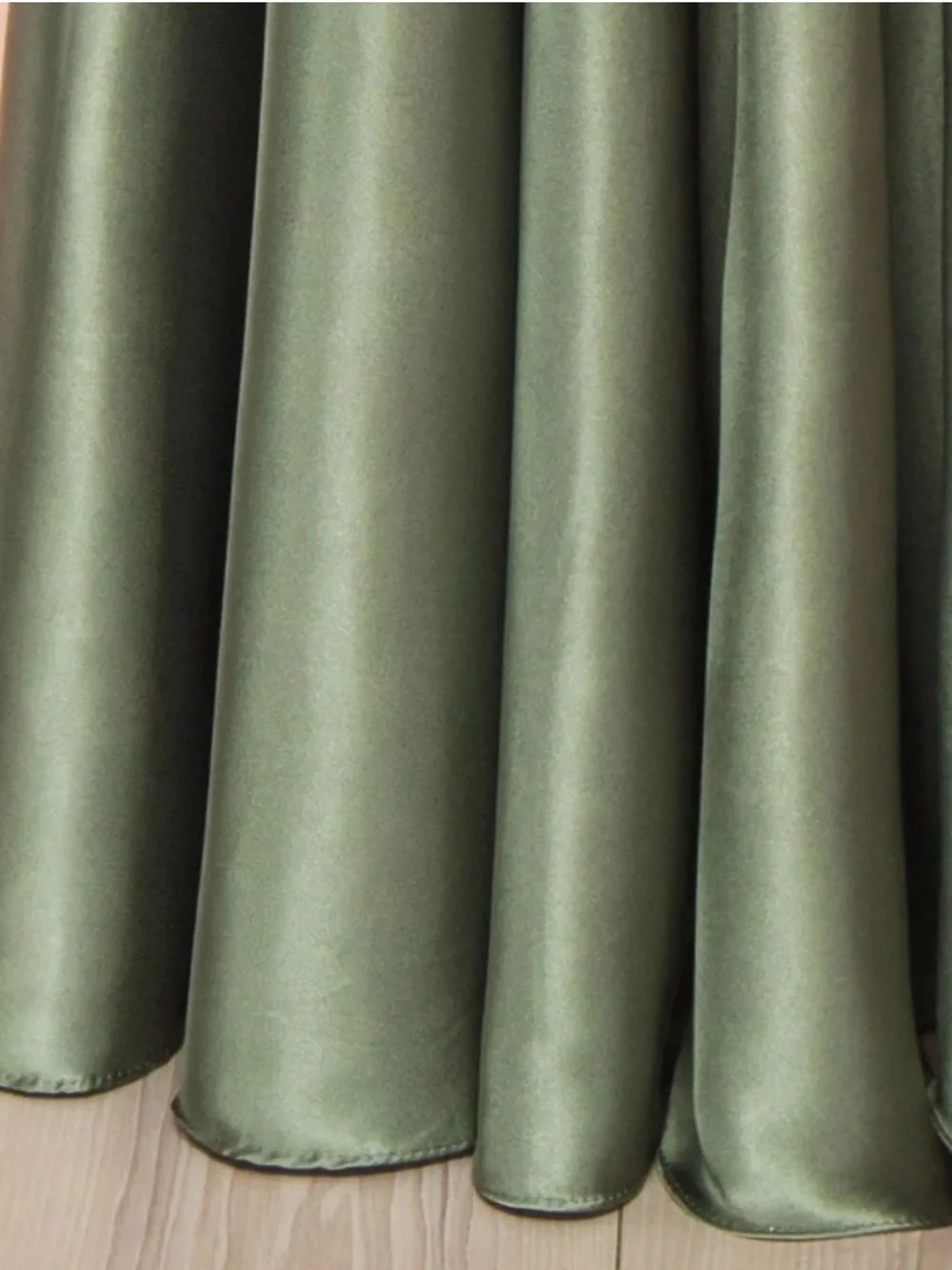 Moira Khaki | Cowl Neck Satin Maxi Dress with High Slit - Picture 5 of 10